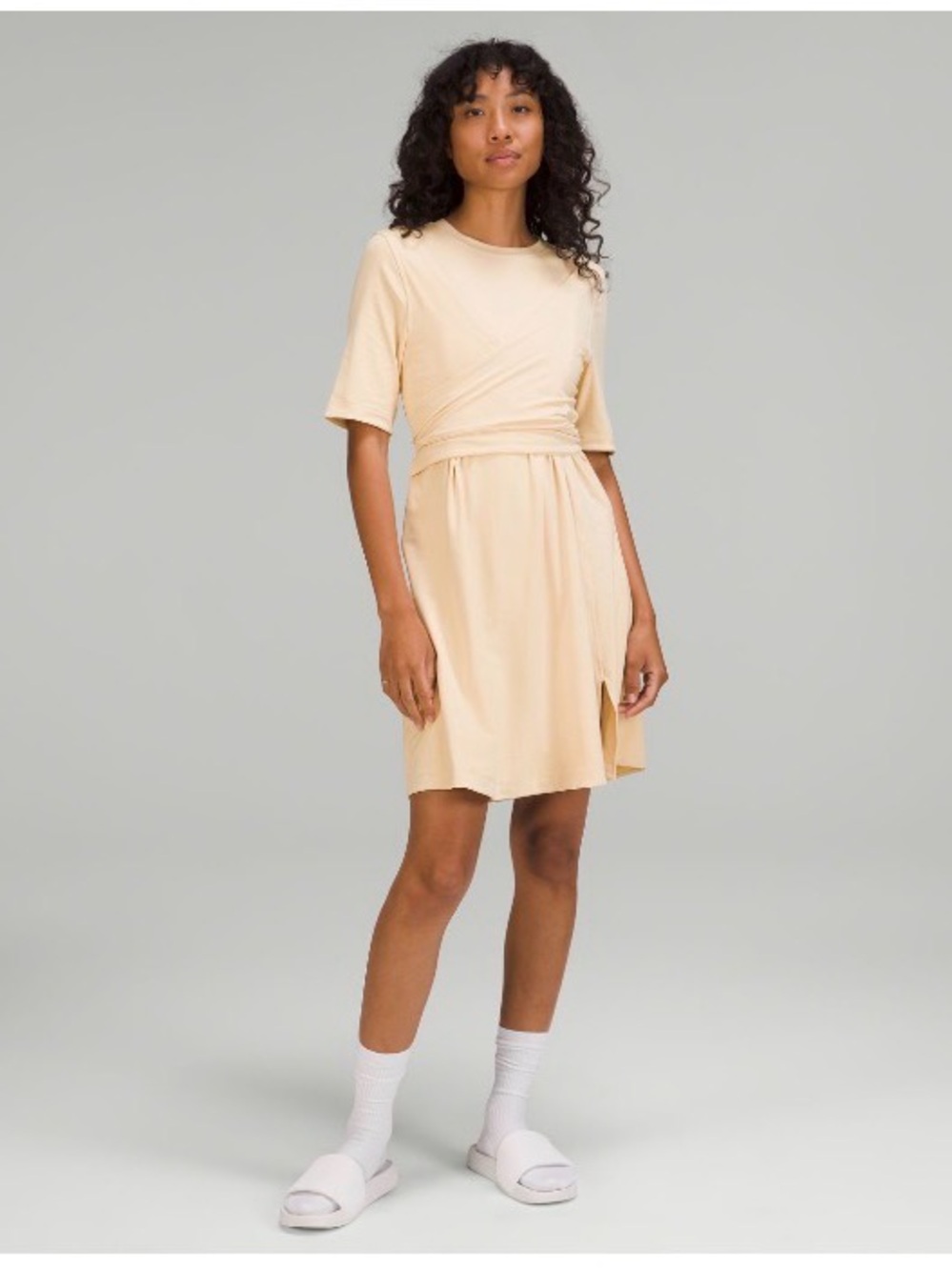 Lululemon Cotton Wrap-Front T-Shirt Dress Prosecco Women’s 6